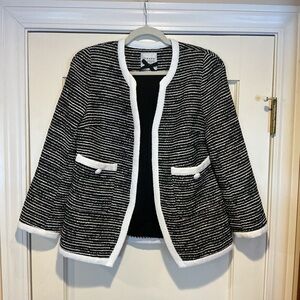 NWOT Edward Achour Women's Black and White Striped Jacket, Size FR 38 = M